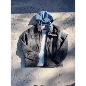 Levi's Men's Plaid Flannel Hooded Shirt Jacket with Sherpa Lining